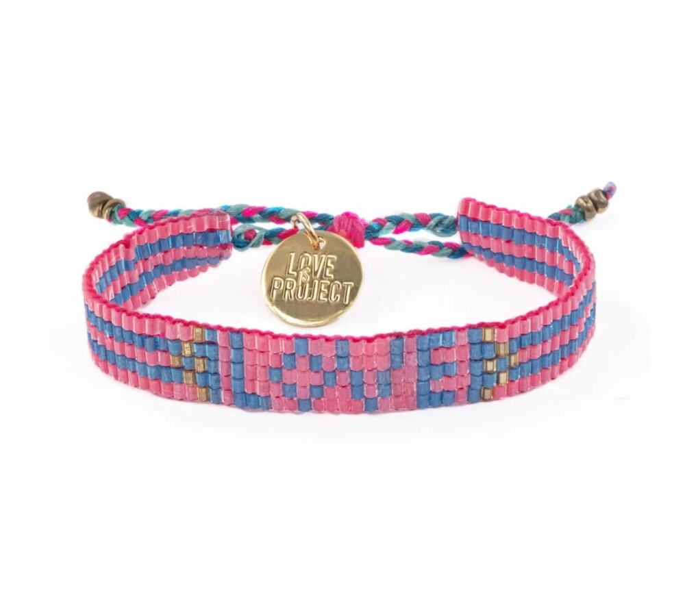 SEED BEAD LOVE BRACELET - PINK